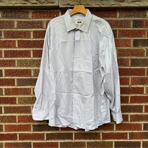 Joseph Abboud Blue and White Gingham Plaid Collared Button Down Dress Shirt